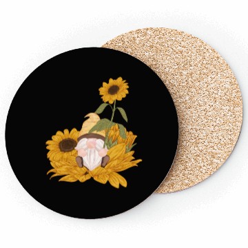 Discover Cute Gnome Sunflower Gardening Gnomes Coasters