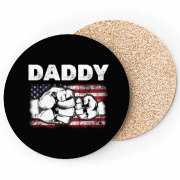Discover Dad & Son Fist Bump American Daddy US Flag Coasters