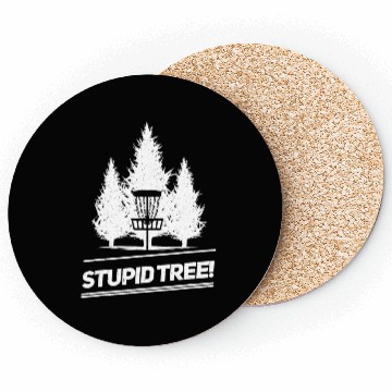 Discover Funny Disc Golf Stupid Tree Distressed Frisbee Coasters