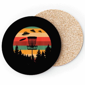 Discover Funny Disc Golf UFO Player Coach Retro Coasters