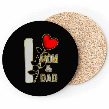 Discover I love mom and dad with heart of a rose Coasters