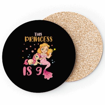 Discover Birth Born Age 9 Years Old Pretty Mermaid Unicorn Coasters