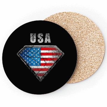 Discover USA superhero flag legend vintage crest Coasters