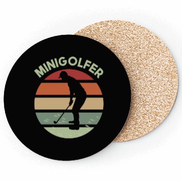 Discover Minigolfing sunrise logo design with golfer Coasters