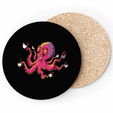 Discover Octopus Drinking Coffee Coasters