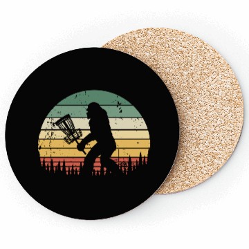 Discover Funny Bigfoot Disc Golf Trees Vintage Sunset Coasters