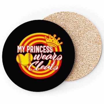Discover Softball Coasters, My Princess Wears Cleats Rainbow