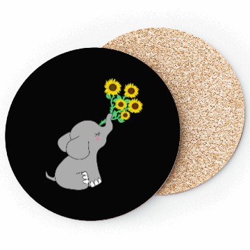 Discover Good Luck elephant holding sunflowers Coasters
