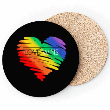 Discover LGBT Rainbow Heart Love Wins Gay Lesbian Trans Bi Coasters