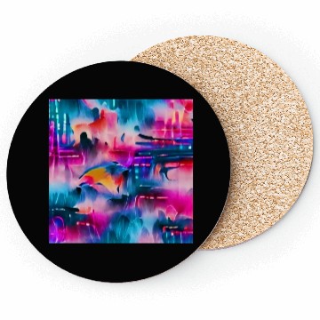 Discover Abstract watercolor pattern in retro neon colors Coasters