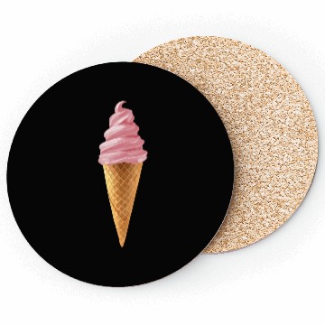 Discover Pink Soft Serve Strawberry Icecream Cone Coasters