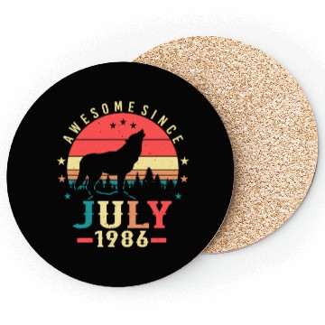 Discover Birthday Greeting For July 1986 Coasters