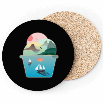 Discover Ice Cream Summer Ocean Wanderlust Sailing Sunset Coasters
