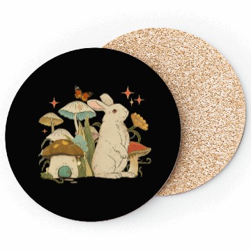 Discover Cottagecore with bunny, mushrooms and butterfly Coasters