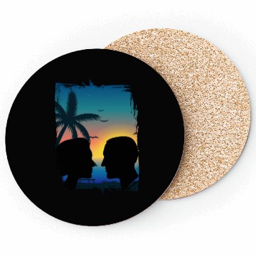 Discover Couples Retro Sunset , Beach, Palm Trees, Vacation Coasters