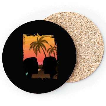 Discover Couple Retro Sunset , Beach, Palm Trees, Vacation Coasters