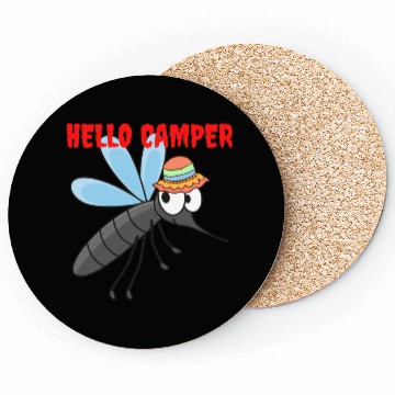 Discover Hello camper | Cute mosquito with a colorful hat Coasters