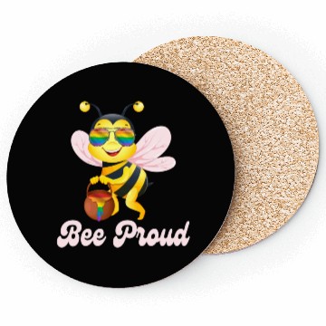 Discover Proud Bee LGBTQ Pride Rainbow Flag Honey Coasters