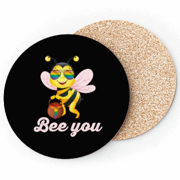 Discover Cute Bee LGBT Gay Lesbian Pride Rainbow Honey Coasters
