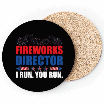 Discover Fireworks Director I Run You Run America Flag Coasters