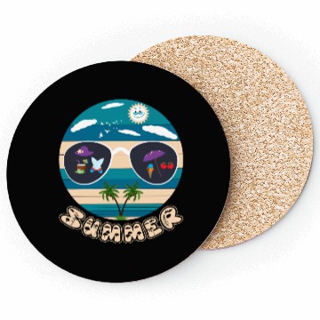 Discover Funny summer design, beautiful illustration for su Coasters
