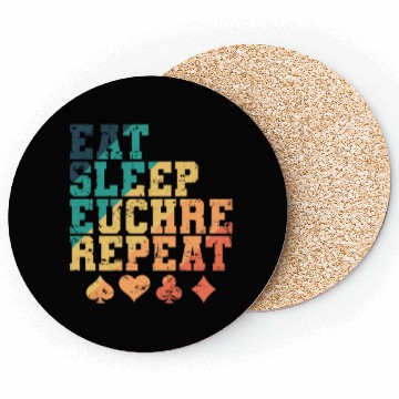 Discover Eat Sleep Euchre Repeat Deck of Cards playing Card Coasters