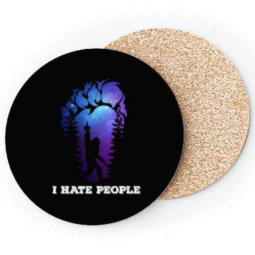 Discover Bigfoot Footprint I hate people camping Coasters