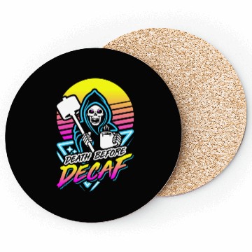 Discover Death Before Decaf (Gym Reaper) Retro Neon Coasters