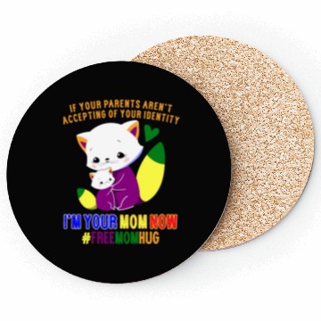 Discover Free Mom Hugs Proud Mama Cat and Kitten Pride Coasters