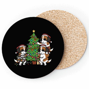 Discover Saint Bernard Christmas Tree Coasters