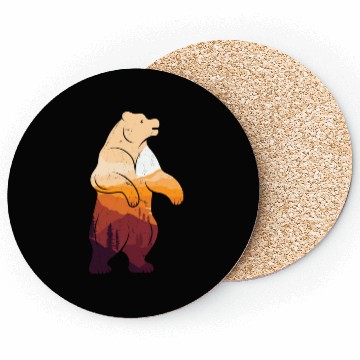 Discover Mountain Silhouette Bear Wilderness Camping Coasters