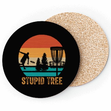 Discover Stupid Tree Disc Golf Vintage Ultimate Frisbee Coasters