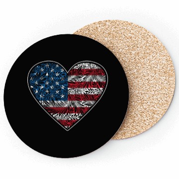 Discover US Patriotic Heart with US FLAG 4th of july Coasters