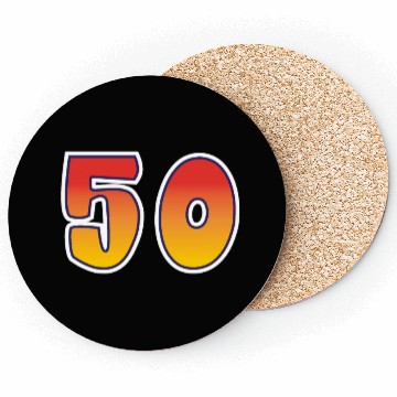 Discover Number 50 Red - Orange Design Coasters