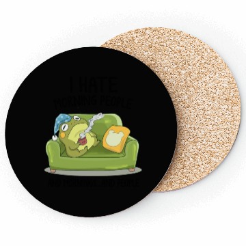 Discover Toad Frog Drinking Coffee I Hate Morning People Coasters