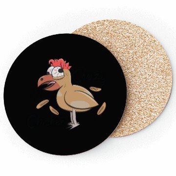 Discover Crazy Shocked Farm Chicken Funny Cartoon White Coasters