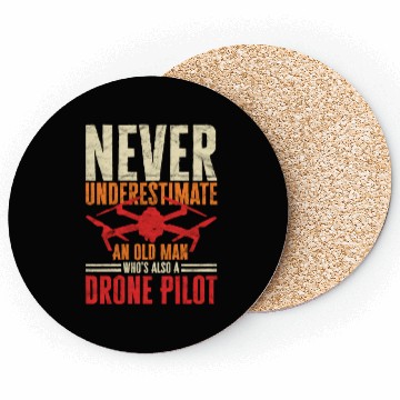 Discover Drone Pilot Never Underestimate An Old Man Quadro Coasters