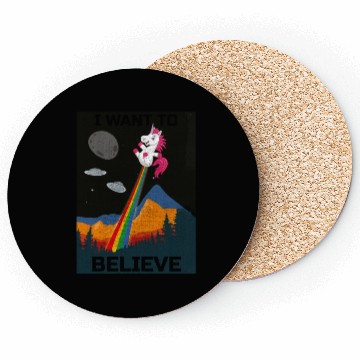 Discover Unicorn "I Want To Believe" UAP Outfit Alien Ufo Coasters