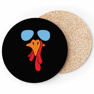 Discover Turkey face with aviator sunglasses Coasters