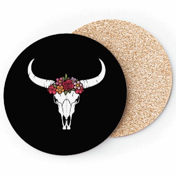 Discover Floral bull skull Coasters