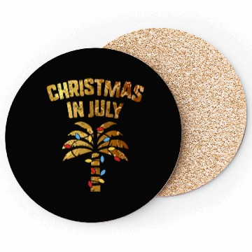 Discover Christmas In July Beach Palm Xmas Tree Summer Coasters