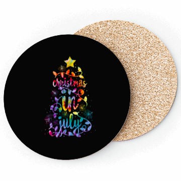 Discover Christmas In July Colorful Xmas Tree Lights Coasters