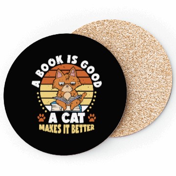 Discover Book Is Good Cat Makes It Better | Anime Lover | Coasters