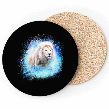 Discover lion,graffiti,painting,blue,white lion Coasters