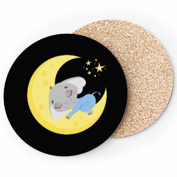 Discover cute elephant sleeping in the moon Coasters