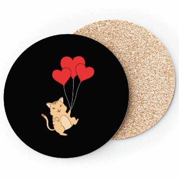 Discover Funny Valentines Day Cat Lover Heart Ballons Kitty Coasters