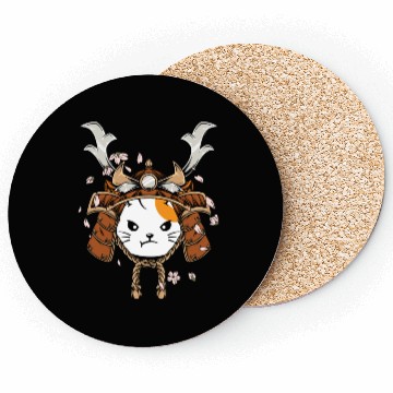 Discover cat with samurai helmet Coasters cats pets present