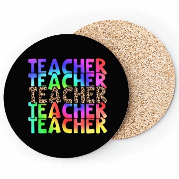 Discover Teacher, colorful. Leopard Coasters