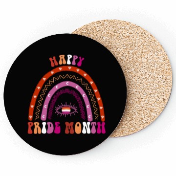 Discover Rainbow Happy Pride Month Lesbian Coasters