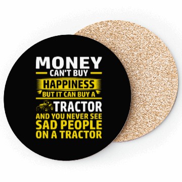Discover Tractor Farmer Funny Money Happiness Coasters